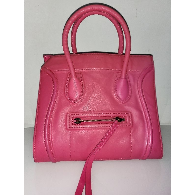 tas besar pink kulit size 30 preloved