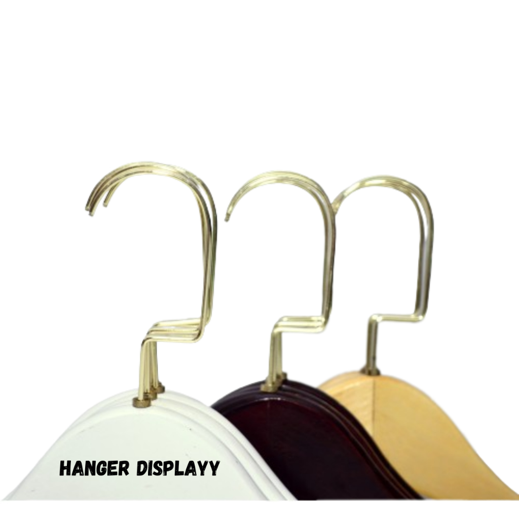 Hanger Kayu Dewasa Natural Wood Gold Hook 363 Gantungan Baju