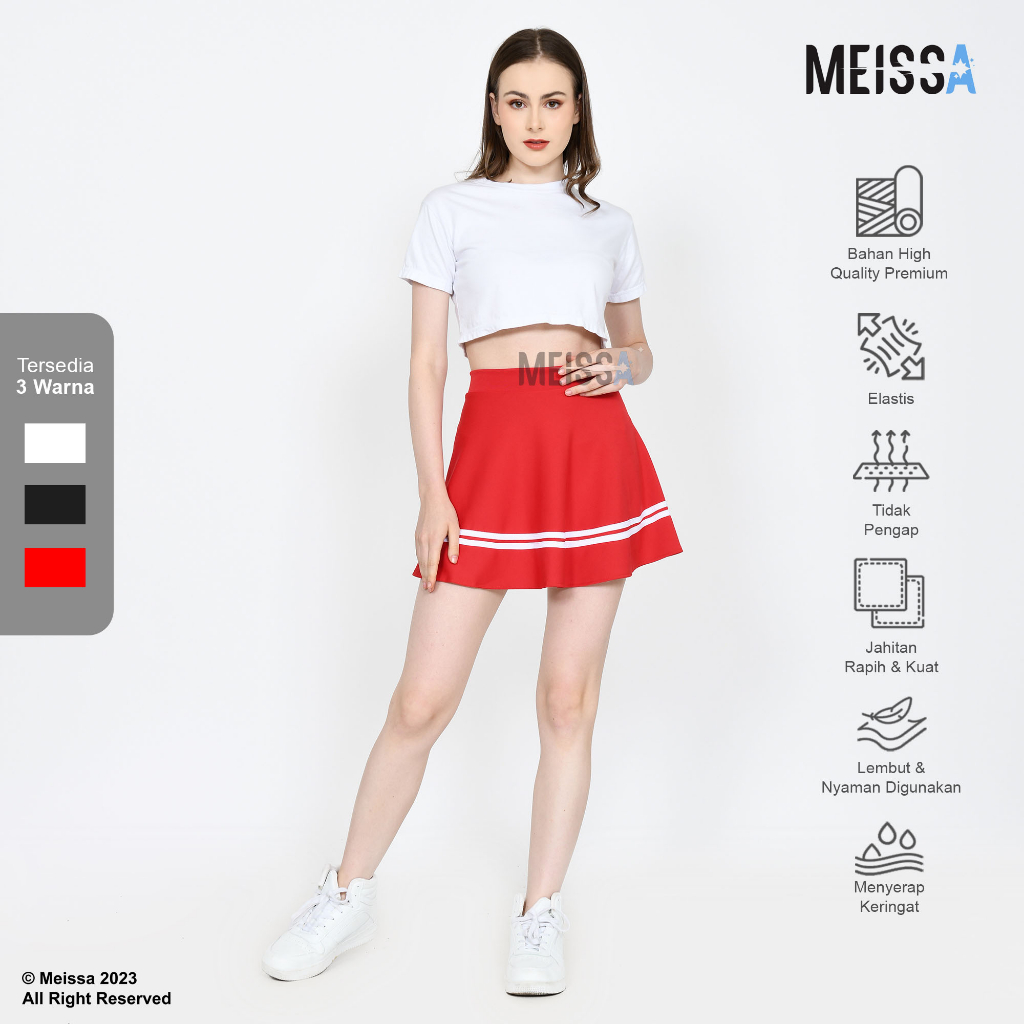 Rok Korea Rok Tennis Rok Payung Scuba Rok List Merah Hitam Putih Kasual Olahraga