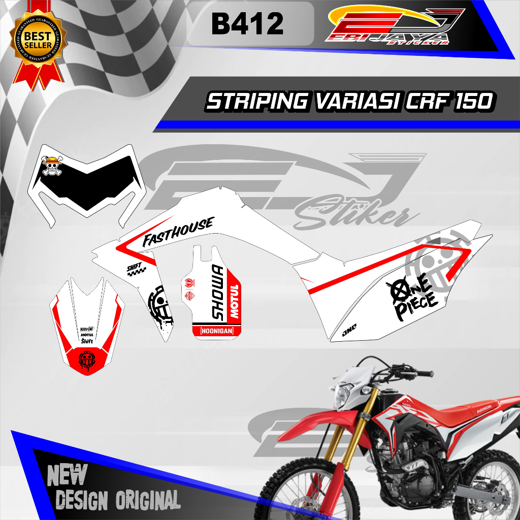STRIPING CRF 150 DECAL HOLOGRAM NEW CUSTOM-STIKER BODY MOTOR CRF 150L STRIPING HOLOGRAM-B412