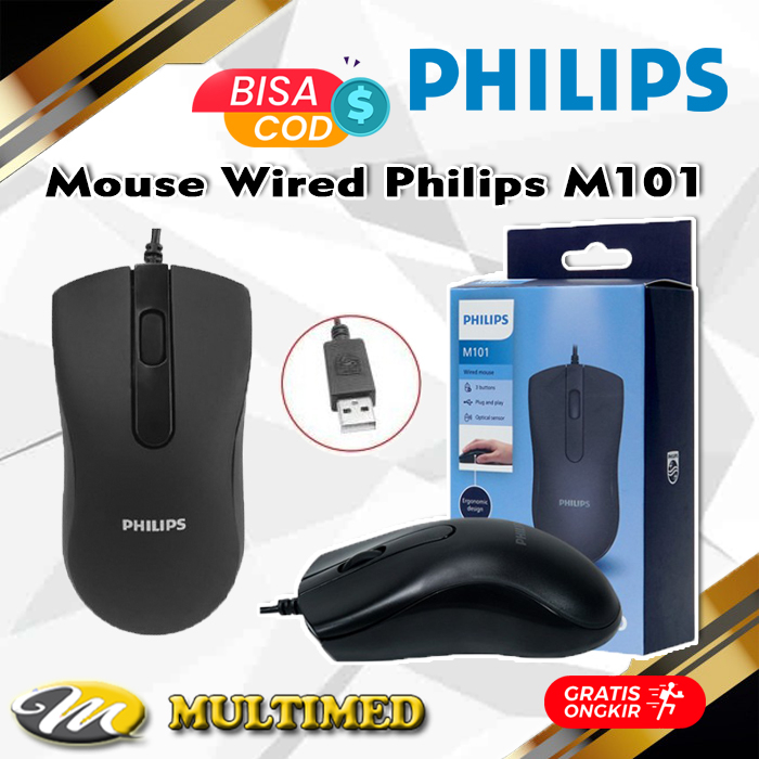 Mouse Wired USB Kabel Philips M101 1000 DPI