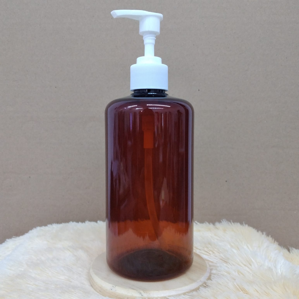 Botol Plastik PET 500ml Coklat Amber Tutup Pump Lotion