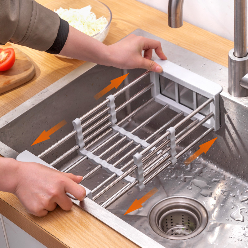 (ctshop1) Keranjang Gantung Stainless Pengering Tirisan Alat Dapur, Piring, sendok , Buah, Sayur