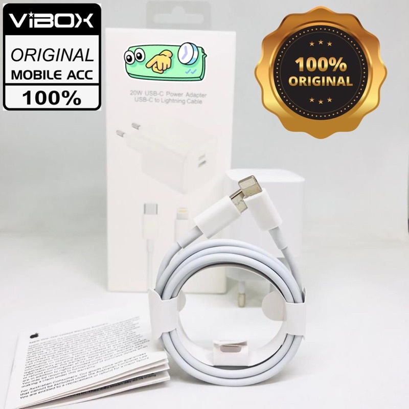 grosir smoll new charger vibox 20w ip13promax set lengkap adaptor + kabel pd type c to lightning isi daya cepat full 100%