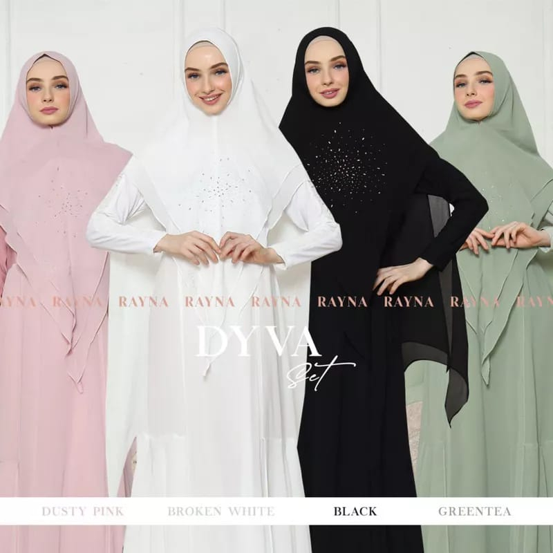DYVA SET SYARI by RAY.NA / Gamis ceruti polos Babydoll premium / SYARI PLUS KHIMAR DOUBLE LAYER /GAM