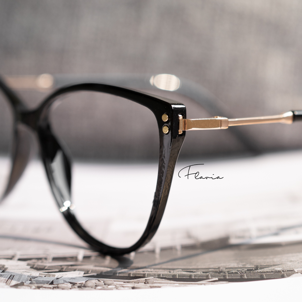 Flavia Eyewear - Kacamata Wynn Oval Acetat  (custom minus, photochromic, blueray, bluechromic dan photobrown)