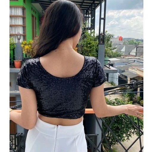 AIREL 055 atasan crop top sequins