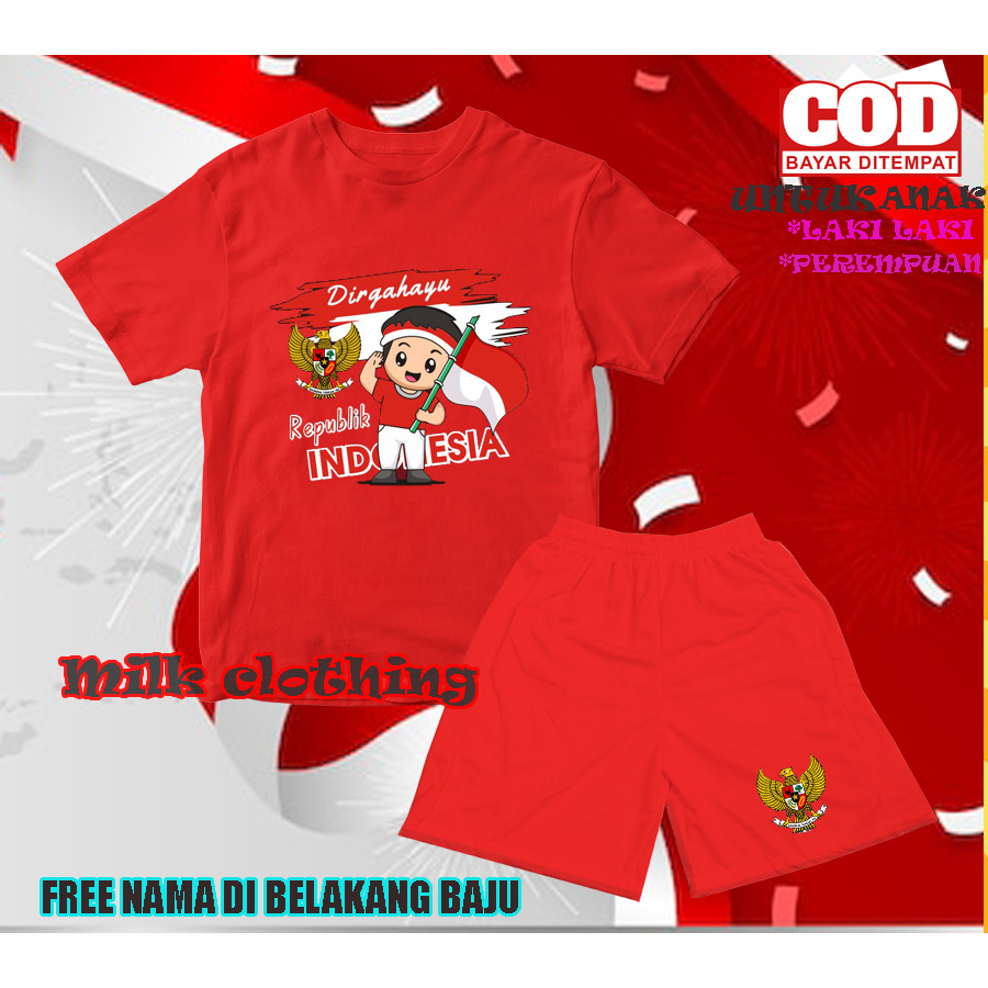 SETELAN KAOS ANAK HUT RI 78 BAJU KAOS ANAK HUT RI 78 SETELAN ANAK LAKI LAKI HUT RI 78 SETELAN ANAK P