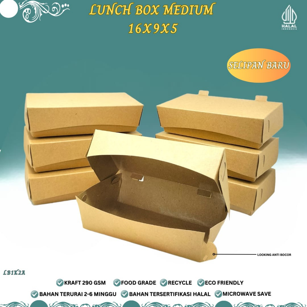 Lunch Box Medium Selipan Anti Bocor (LB1K2A-16X9X5 Cm)