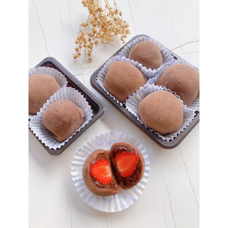 double choco daifuku strawberry mochi
