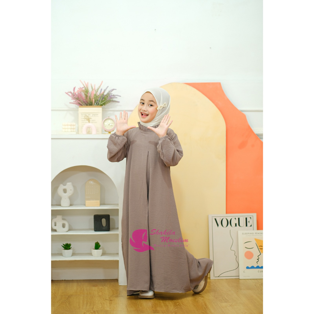 Gamis Anak Motif Polos Dress Termurah - Bahan Crinkel Airflow Premium - Best Seller Bisa COD