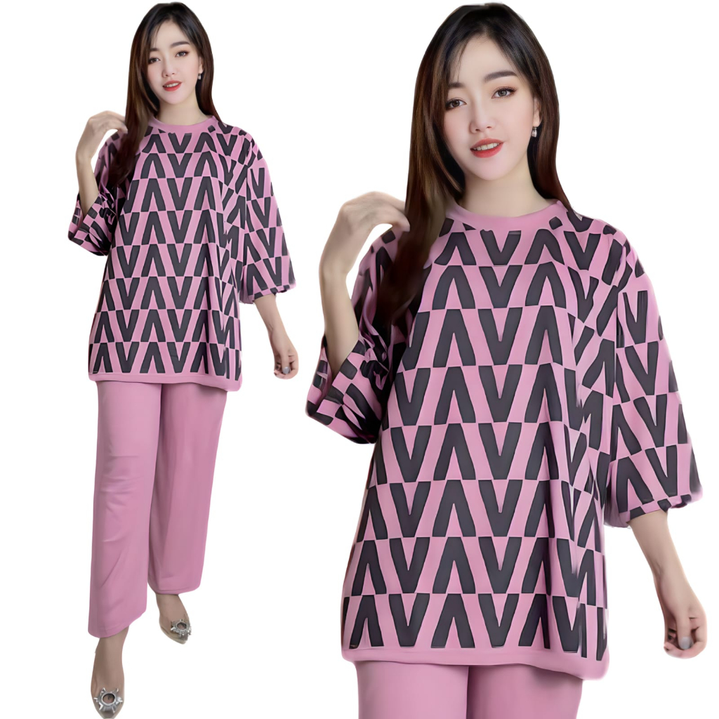 VISTATERRY LD 120 SETELAN WANITA CELANA DAN ATASAN OVERSIZE WANITA VIVI