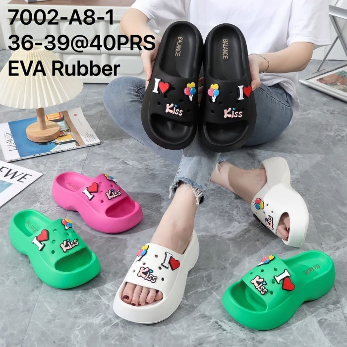 Sandal EVA Fuji Sandal Wanita Jelly Wedges Platfrom Tebal Dengan Jabbitz Import Terbaru