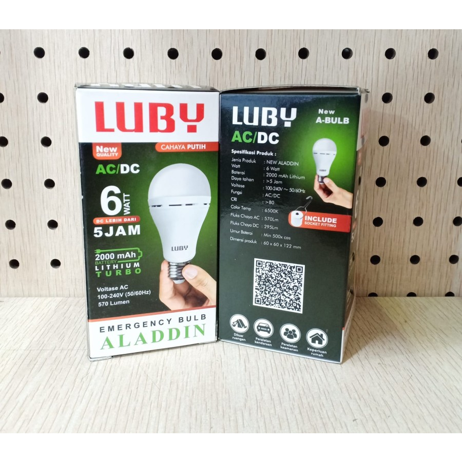 Lampu Emergency LUBY Aladdin Lampu LED Emergency Cahaya Putih 6 watt