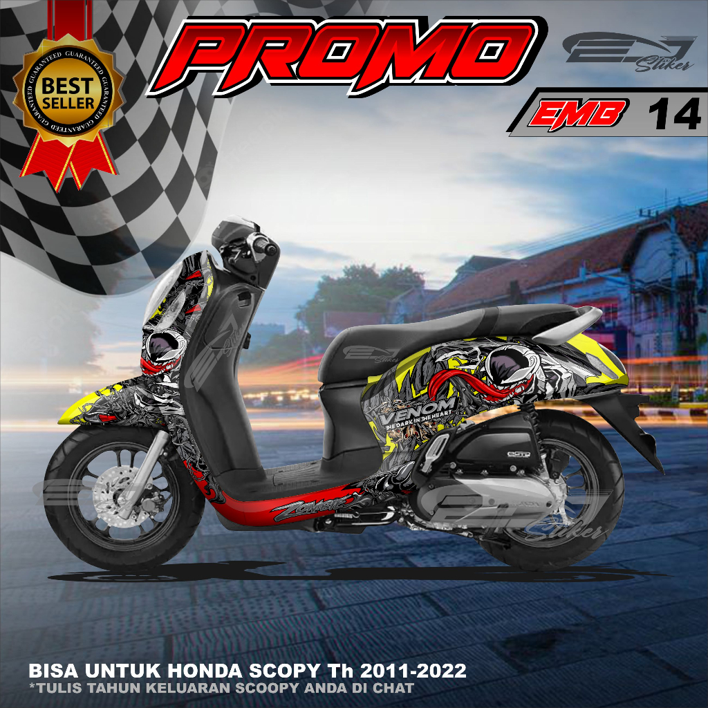 STIKER DECAL MOTOR SCOOPY 2022 NEW CUSTOM-STIKER MOTOR VARIASI WARNA SCOOPY UPDATE DESAIN-EMB14