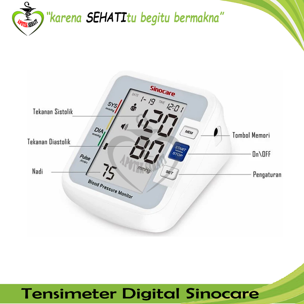 Tensimeter Sinoheart Alat Mengukur Tekanan Darah Digital Otomatis