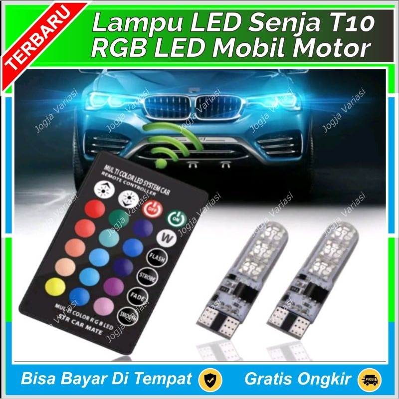 LAMPU KOTA SENJA RGB REMOTE PELANGI WARNA WARNI T10 LED 16 WARNA PLAT NOMOR KABIN MOTOR MOBIL VARIO 