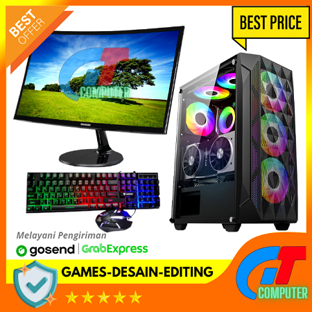 PC Gaming Fullset AMD Ryzen 5 5600G SSD 512GB lengkap LED 24 inc SAMSUNG