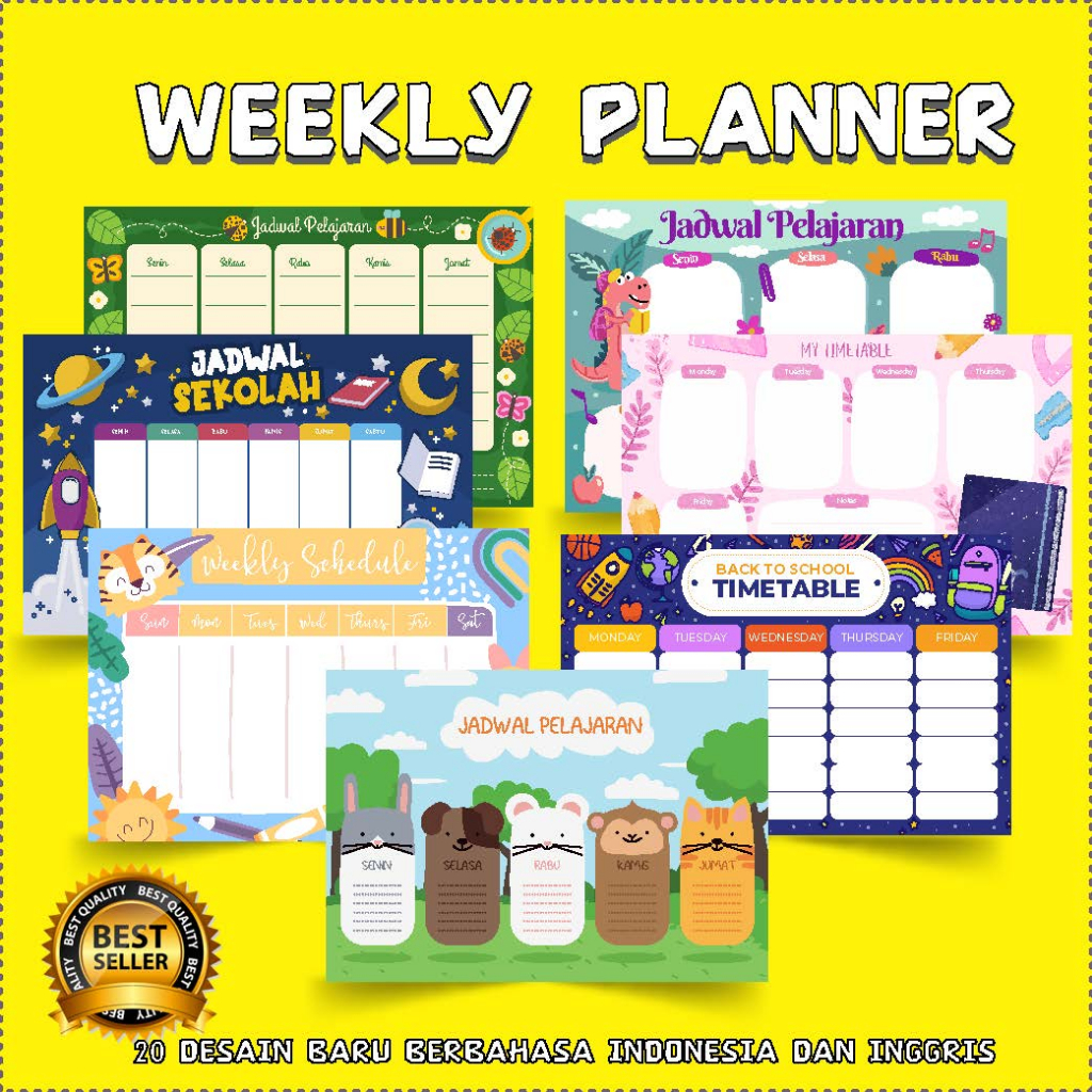 

Weekly Planner & Jadwal Pelajaran Murah , wipe and clean .. DESAIN TERBARU