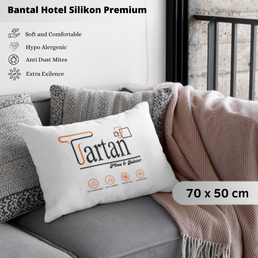 Bantal Tartan Premium Ukuran 50 x 70 cm Bantal Silikon Hotel