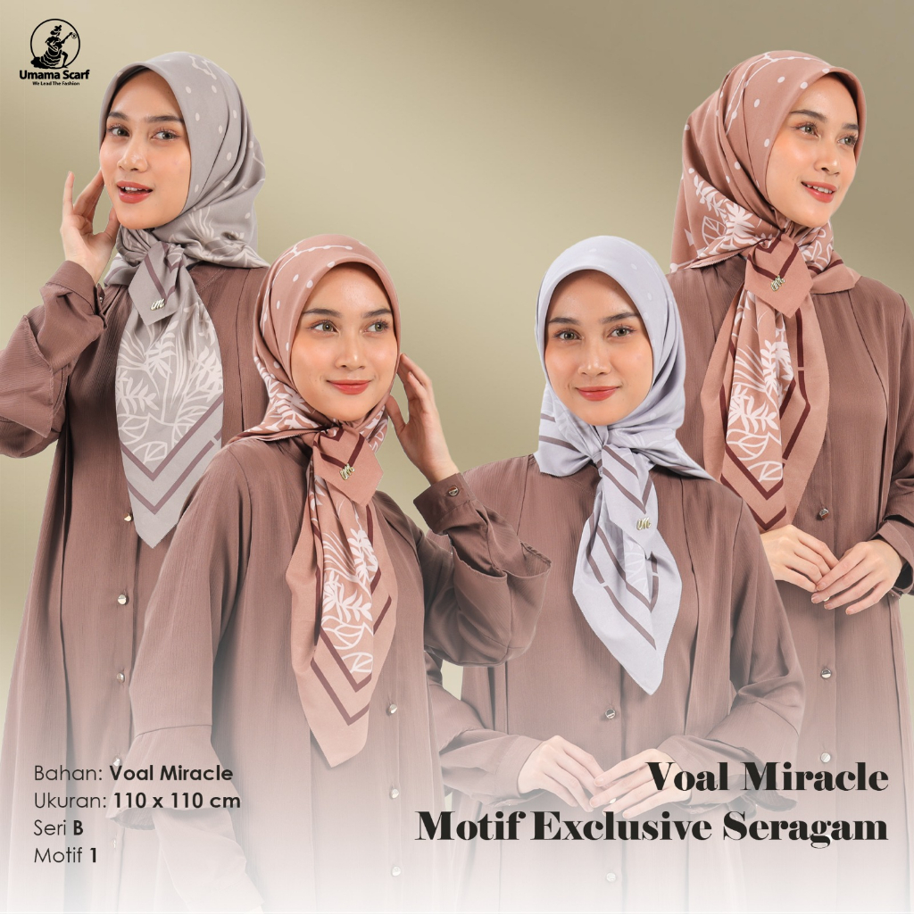 UMAMA MOTIF HIJAB SEGI EMPAT MOTIF BAHAN VOAL MIRACLE/HIJAB UMAMA SEGI EMPAT/UKURAN 113 X 113 MOTIF ELEGAN DAN TERBARU