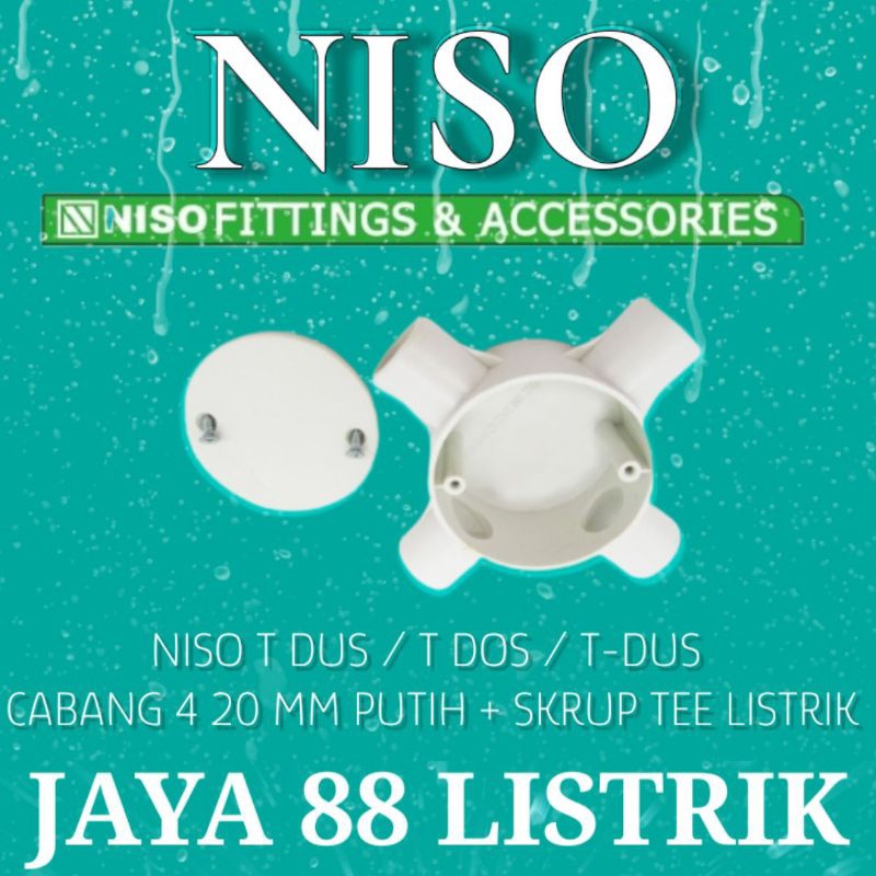 NISO T DUS / T DOS / T-DUS CABANG 4 20 MM PUTIH + SKRUP TEE LISTRIK