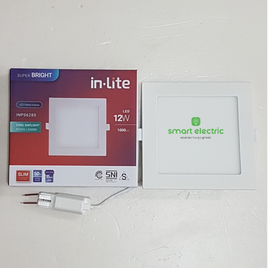 in-Lite Panel Slim Downlight 12 Watt Lampu Plafon Inlite 4000K Persegi