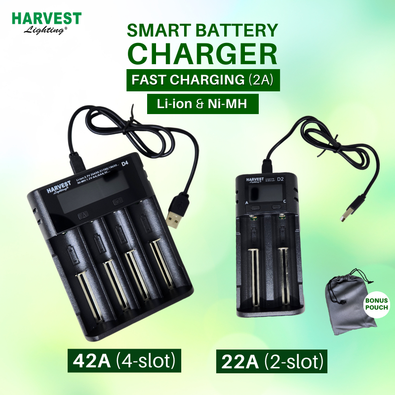 Smart Battery Charger Harvest Lighting Baterai Fast Charging LCD Display Lithium Ion 18650 21700 26650 NiMH NiCD AAA AA