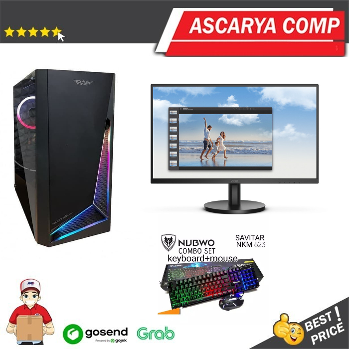 PC GAMING Lengkap Ryzen 5 5600G + Monitor LED 24Inch + Keyboard Mouse Gaming