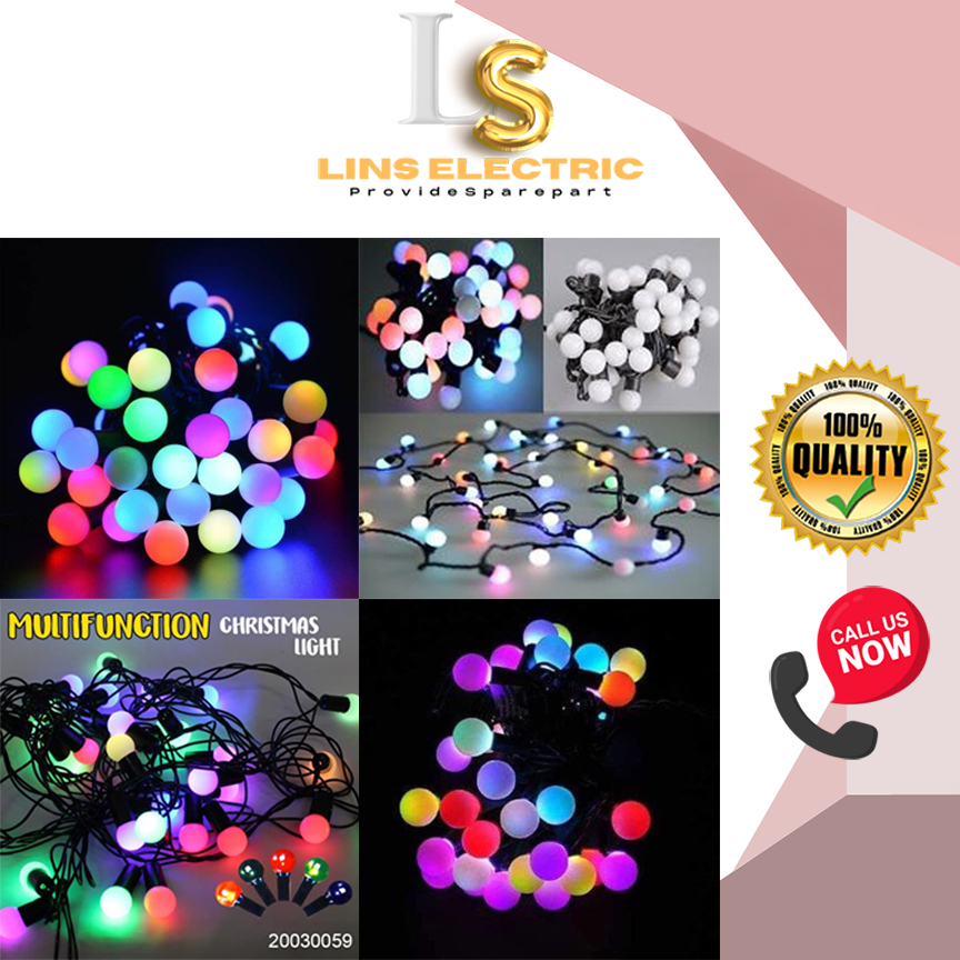 Lampu Anggur Bola Natal Hias LED Bulat Lampu Tambler RGB