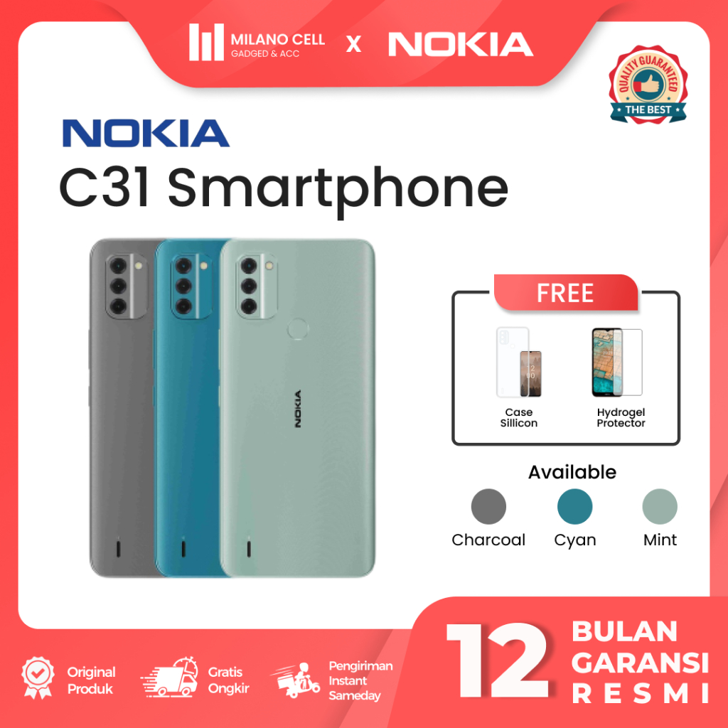Nokia C31 4/64GB | Android 12 | Unisoc 9863A | Garansi Resmi TAM