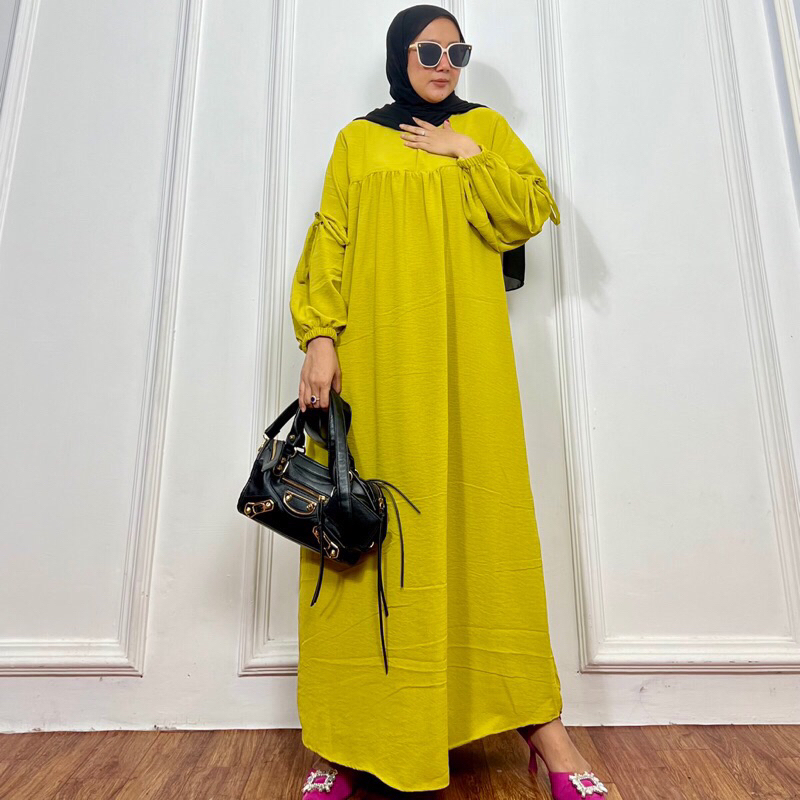 Midi dress ISYANA gamis remaja wanita simple busui friendly