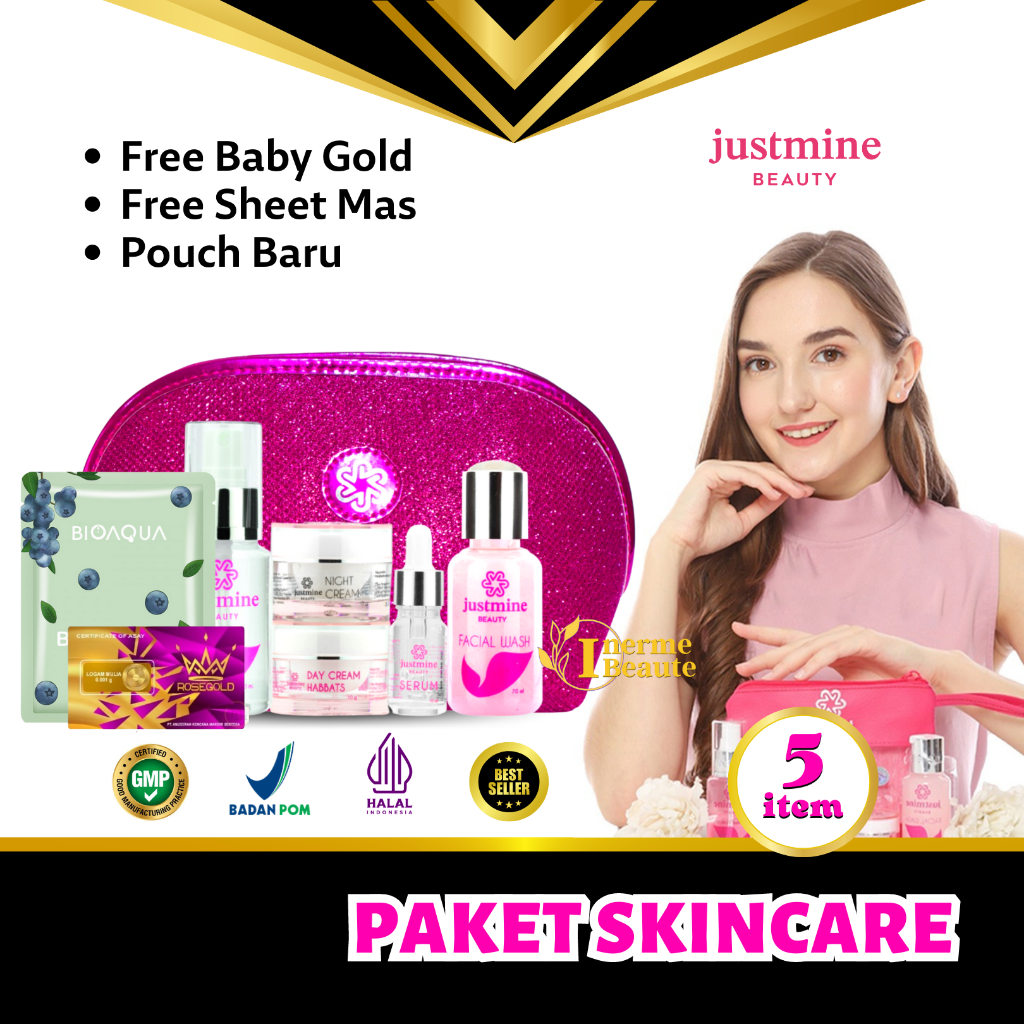 Justmine Beauty Skincare Bpom Paket Night Glow Acne Jelly Acne More dan Remove Spot - Paket Skincare