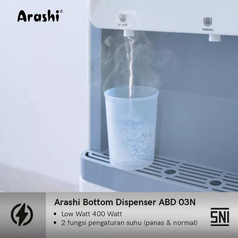 Dispenser Arashi Galon Bawah ABD 03N ( Panas &amp; Normal ) Khusus Cargo