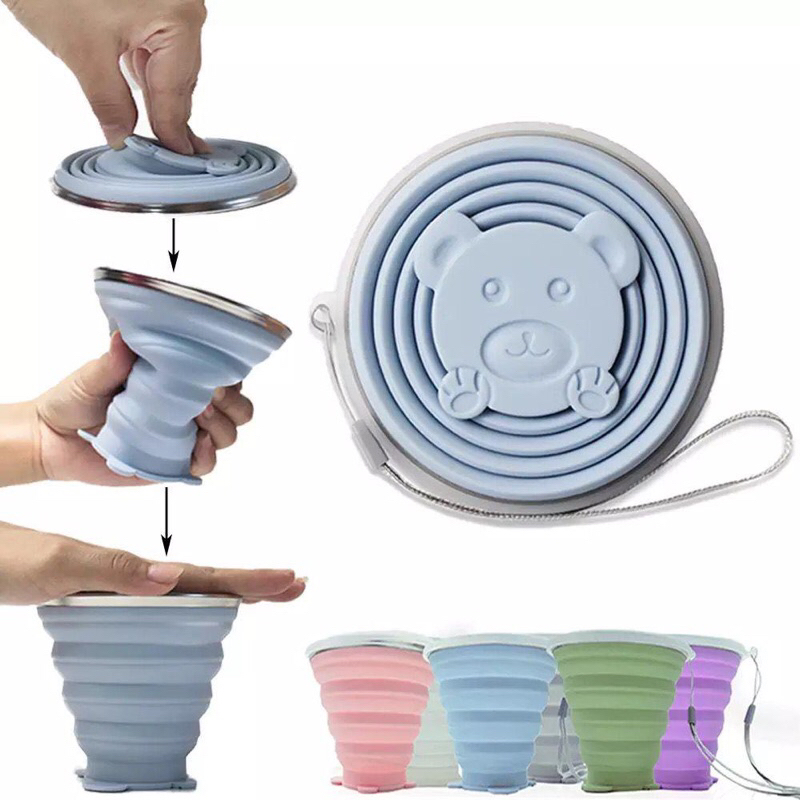 GELAS LIPAT SILIKON 270ML / FOLDABLE CUP TRAVELING / SILICONE CUP PORTABLE MULTIFUNGSI