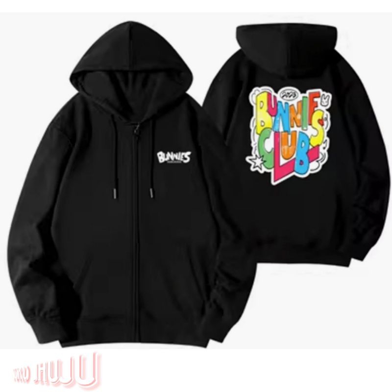 Jaket Hoodie Minji Njean Bunnies Club Multicolor Belakang