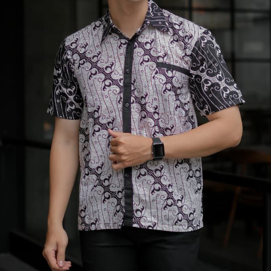 KEMEJA BATIK LENGAN PENDEK BAHAN KATUN MOTIF SENO PUT UKURAN M L XL XXL