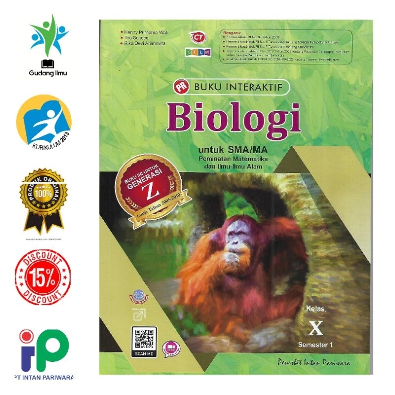 Buku Pr/Lks Biologi K13 SMA/MA Kelas 10/X Semester 1 Intan pariwara Tahun 2023