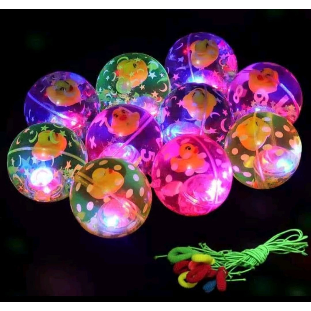 BOLA BEKEL LED MAINAN ANAK BOLA KARET AIR / SUPER GLITTER WATER BALL