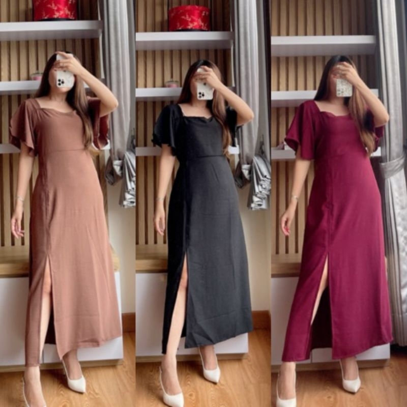 Dress Belah Samping Cringkle