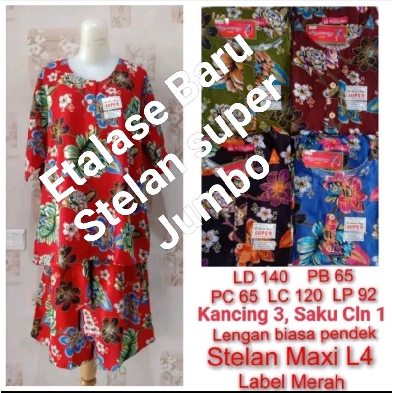 Setelan Jumbo Kencana Ungu Maxi L4, LD 140cm Label Merah