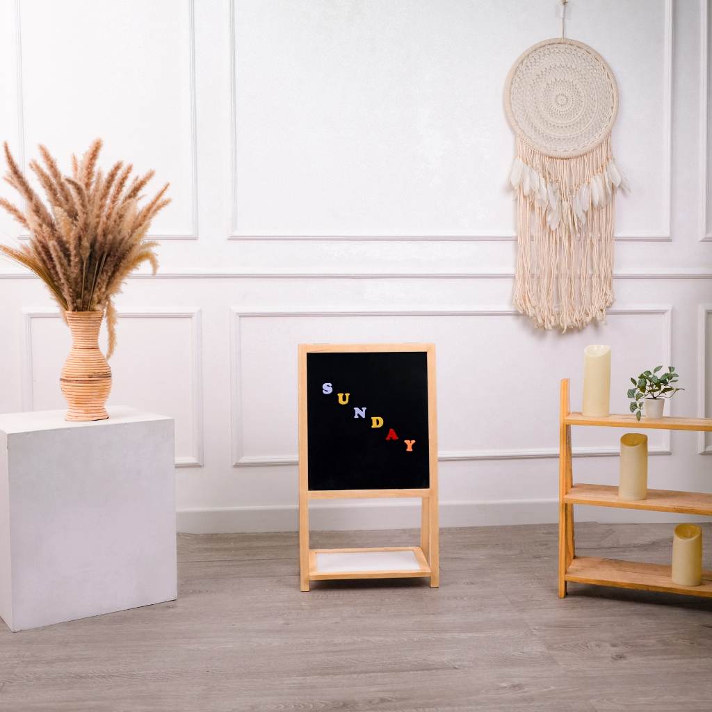 

Ndevansss - Wooden 2In1 Magnetic Board Papan Tulis Lipat Anak Mainan Edukatif 2 Sisi