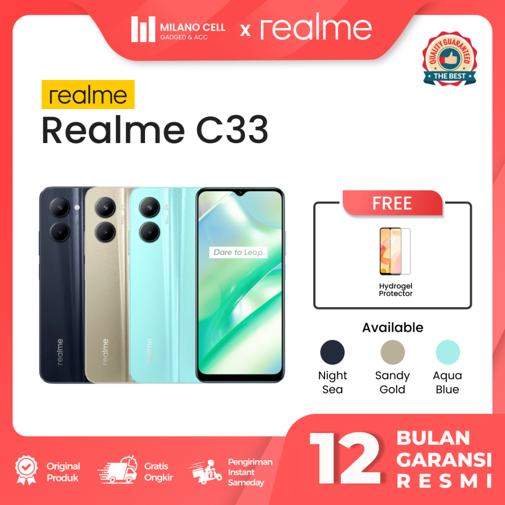 Realme c33 3/32GB &amp; 4/64GB Android 12 Realme UI S Garansi Resmi