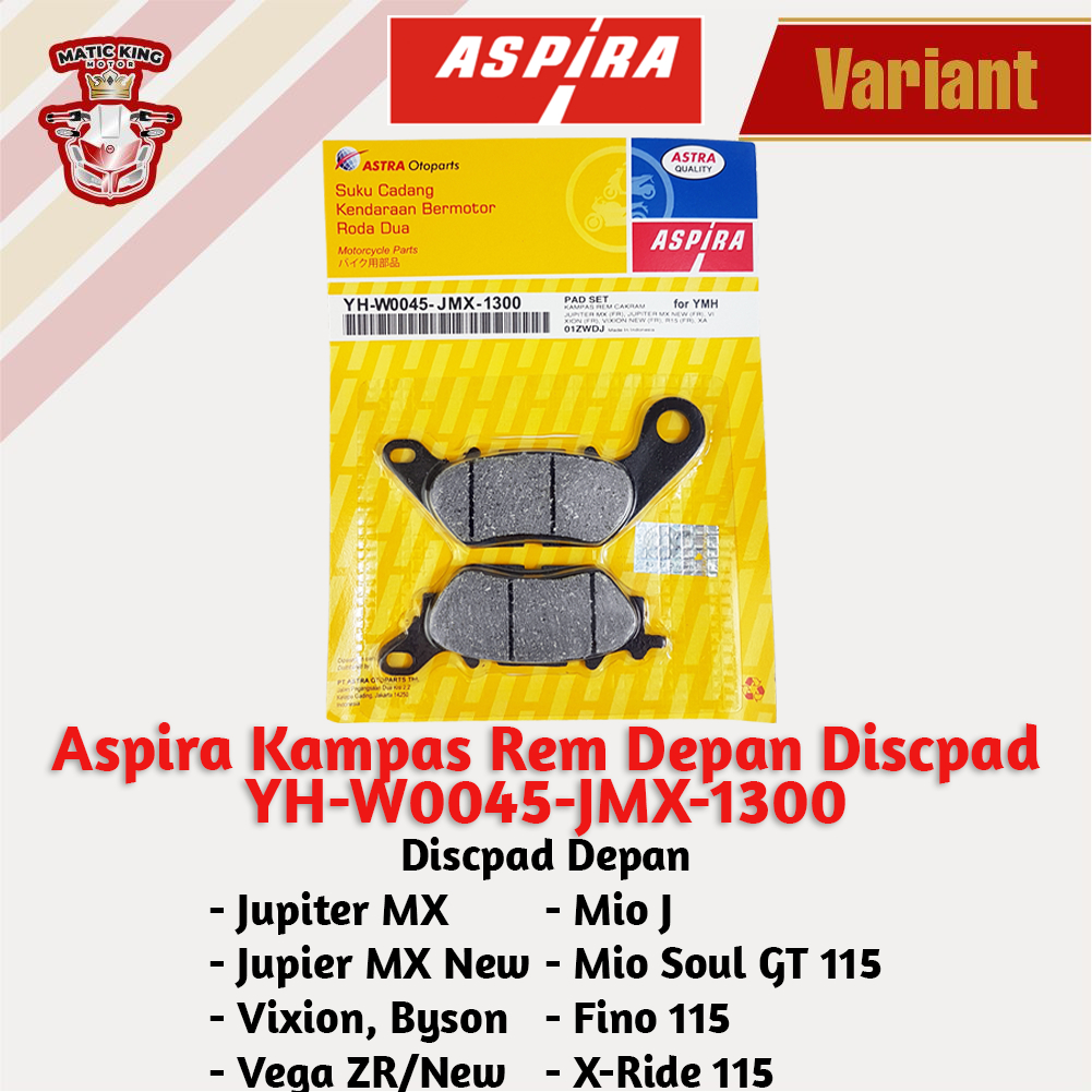 Kampas rem dispad discpad depan belakang Yamaha Mio M3 Z S Nmax Aerox Lexi Fino Soul GT MX King X Ride 125 155 Aspira Astra Otoparts YH-F5805-NMX-1300