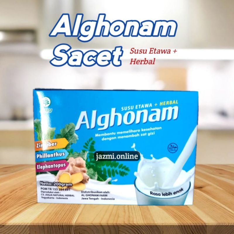 

Al Ghonam SACET (Susu Kambing Etawa + Herbal) #200gr : 10 Sacet @20gr