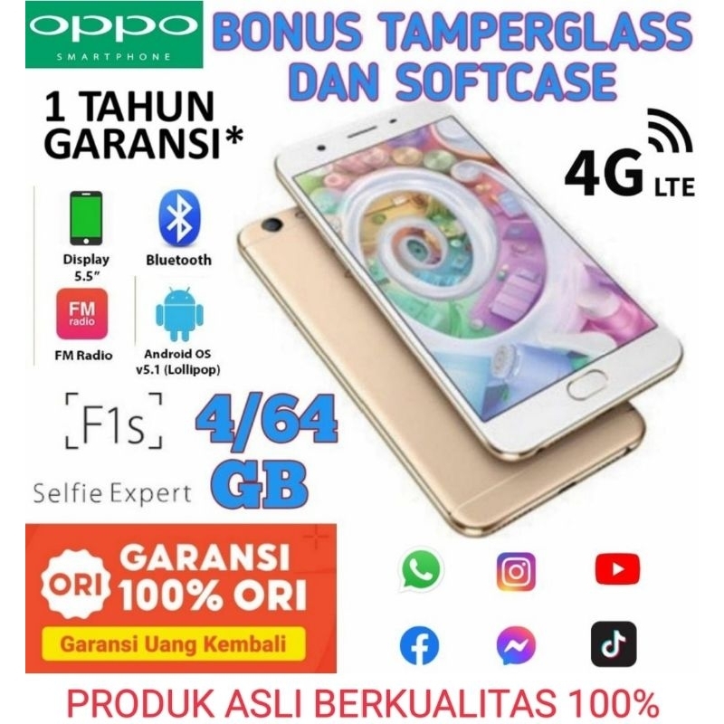 OPPO F1s ORI RAM 4/64GB BARU FULLSET SEGEL GARANSI 1TAHUN ASLI BERKUALITAS 100%