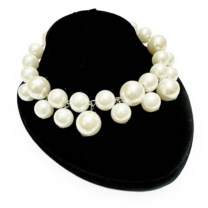 Marcella Pearl Statement Collar Necklace Kalung Mutiara Gaya Victorian Big Pearl