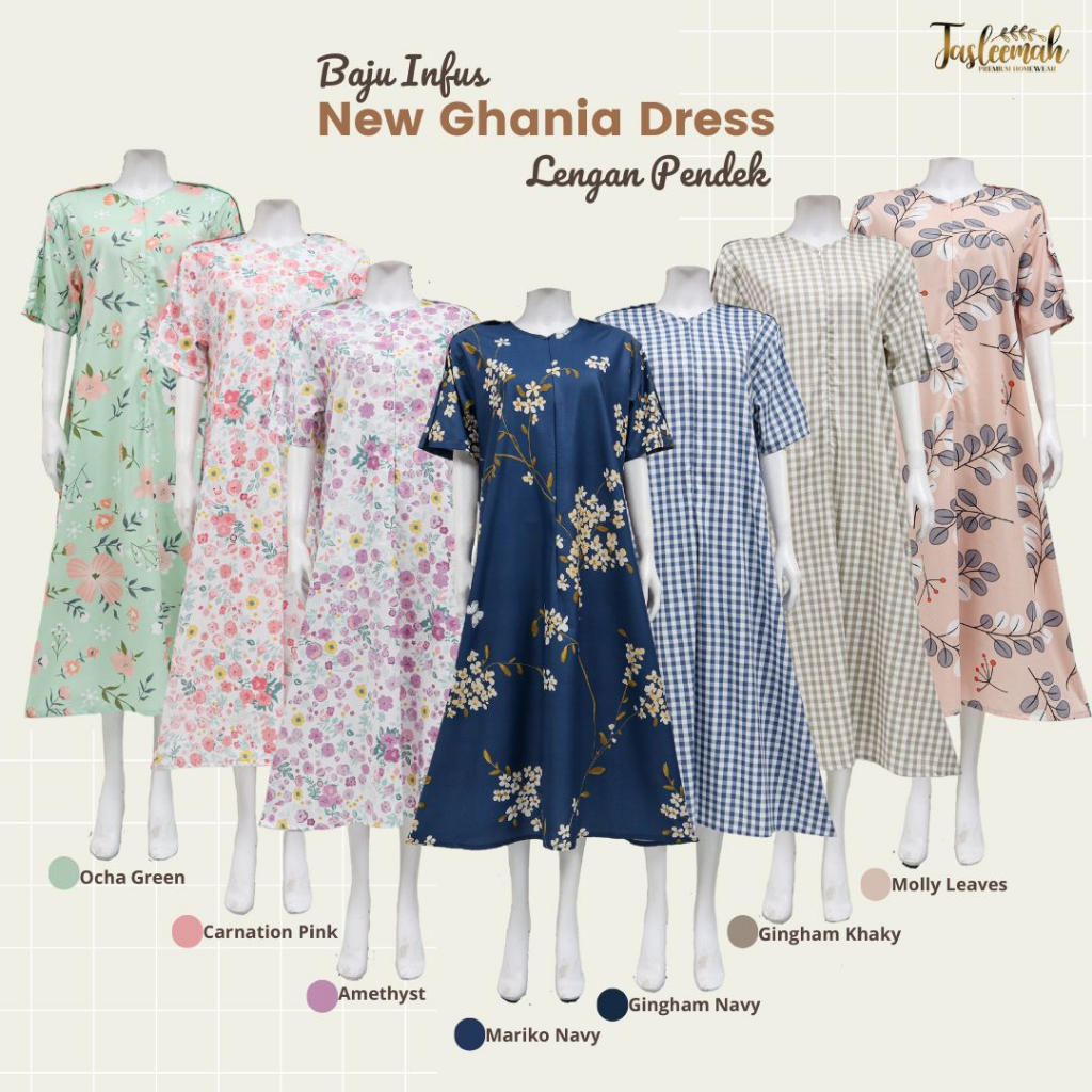 [BAJU INFUS &amp; MELAHIRKAN] Ghania Dress Bukaan Lengan | Daster Bumil Busui Infus Lahiran Friendly