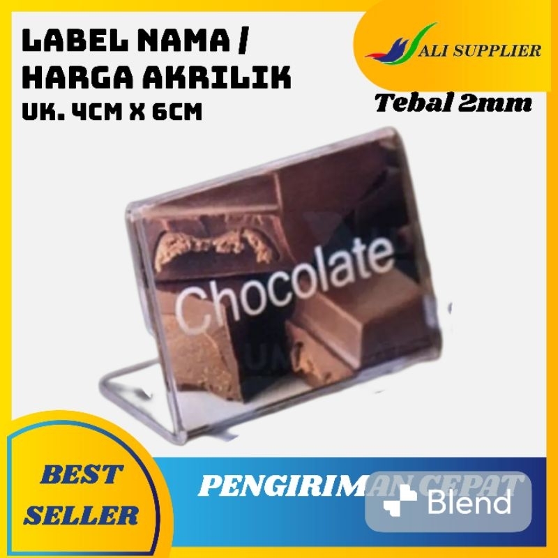 Acrylic Label Nama / Akrilik Label / Acrylic Harga / Price Tag / Tent MURAH uk 4x6