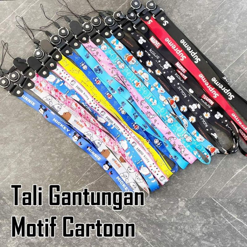 Strap Gantungan HP Kalung Tali HP Motif Karakter Lucu Unik Keren